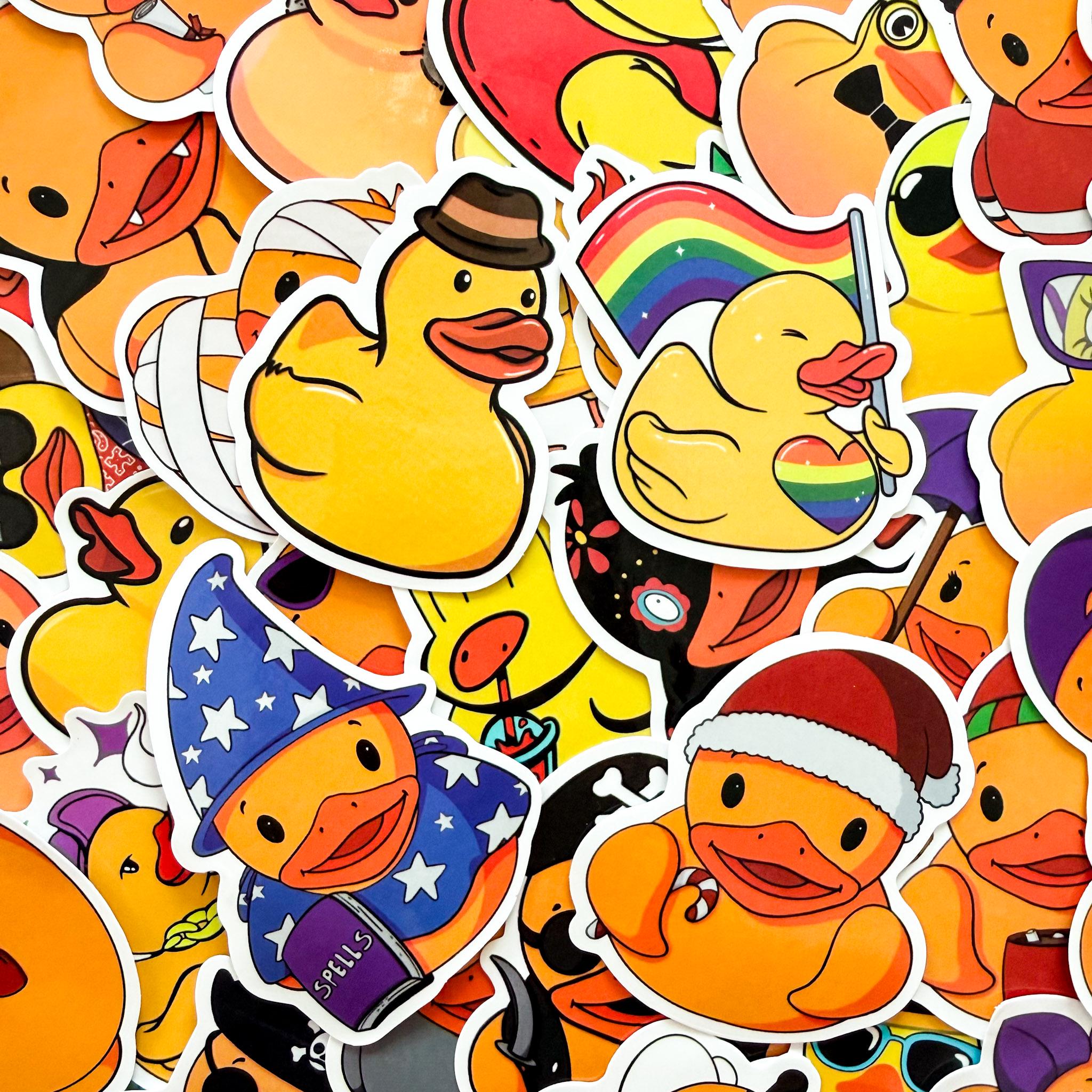 50pcs Rubber Duck Stickers, Cute Duck Stickers, Funny Cartoon Duck ...