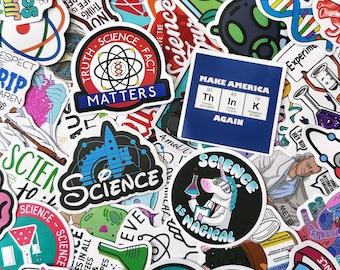 50 Stück Wissenschaft Aufkleber, Lab-Experiment-Aufkleber, Chemie-Biologie-Aufkleber, wasserdichte Aufkleber für Wissenschaftsfans, Studenten, Sammler
