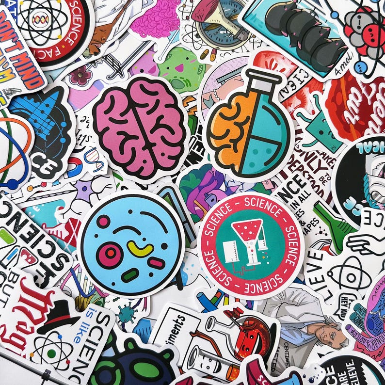 Science Light Bulb Sticker 50pcs Science Stickers, Lab Experiment Stickers, Chemistry Biology ...