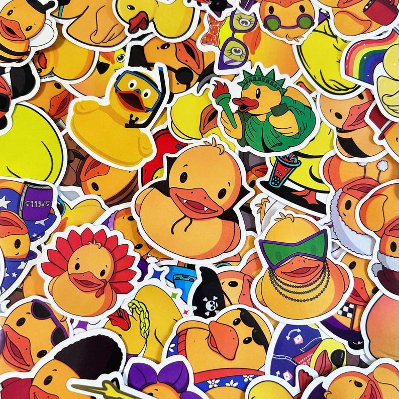 50pcs Rubber Duck Stickers, Funny Cartoon Duck Stickers, Costume ...