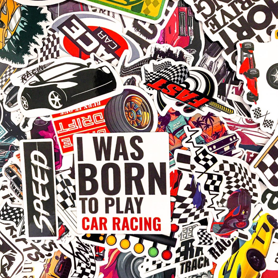 50pcs Car Racing Stickers, Speed Track Theme Stickers, Tire Checkered ...