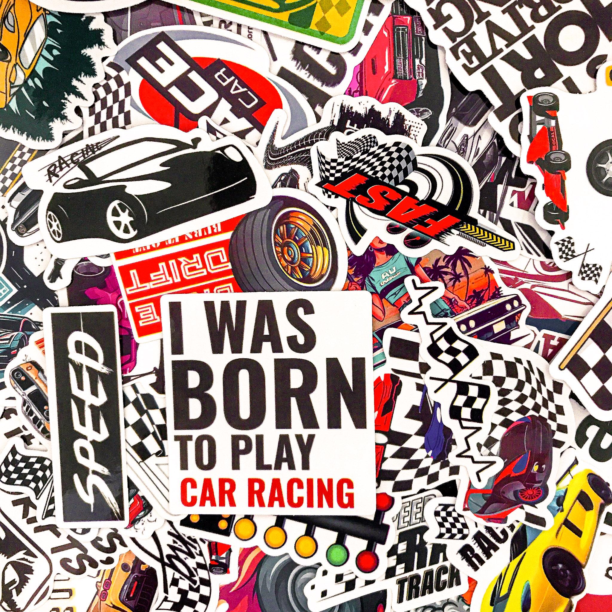 50pcs Car Racing Stickers, Speed Track Theme Stickers, Tire Checkered ...