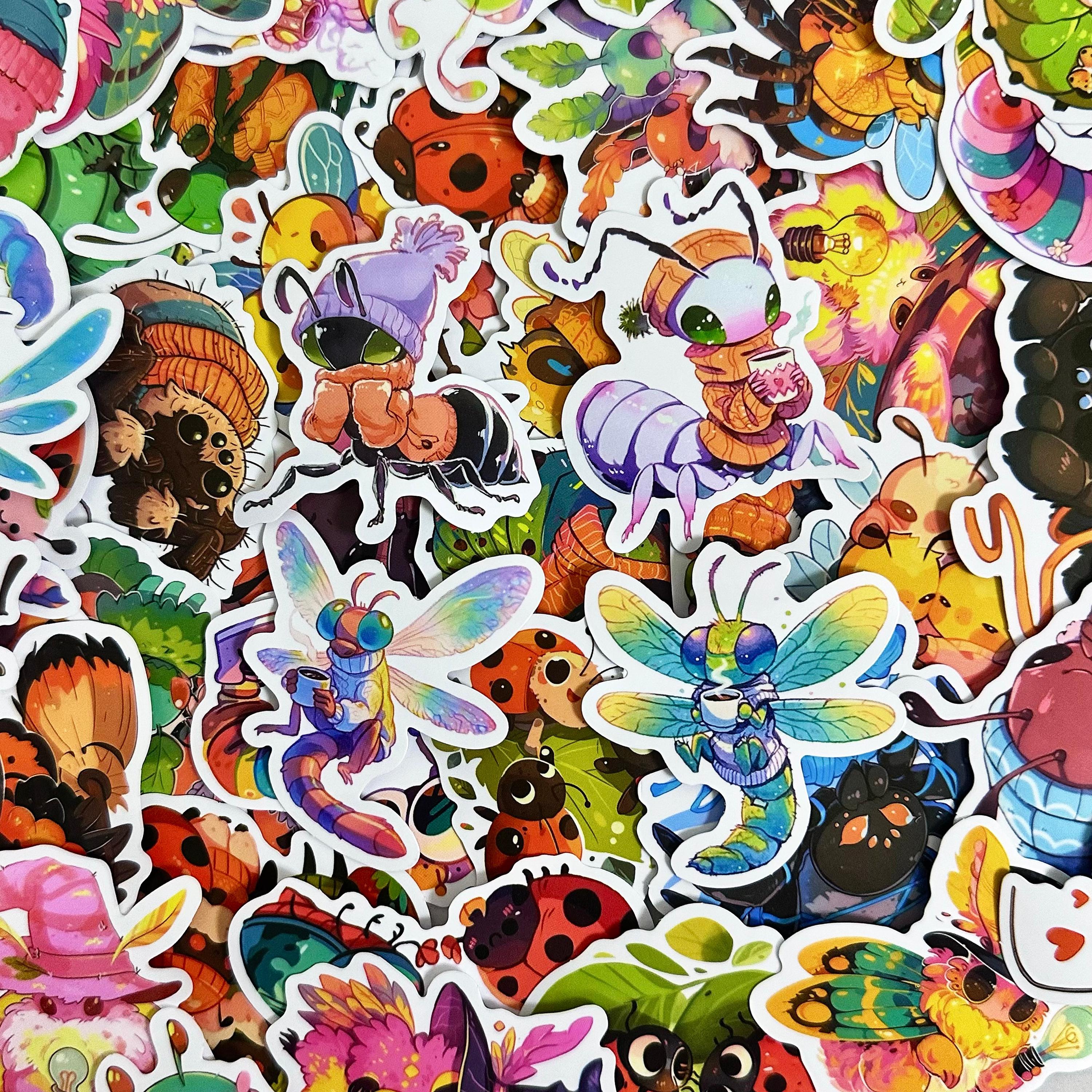 50pcs Cute Insect Stickers, Ladybug Stickers, Cartoon Bee Stickers ...