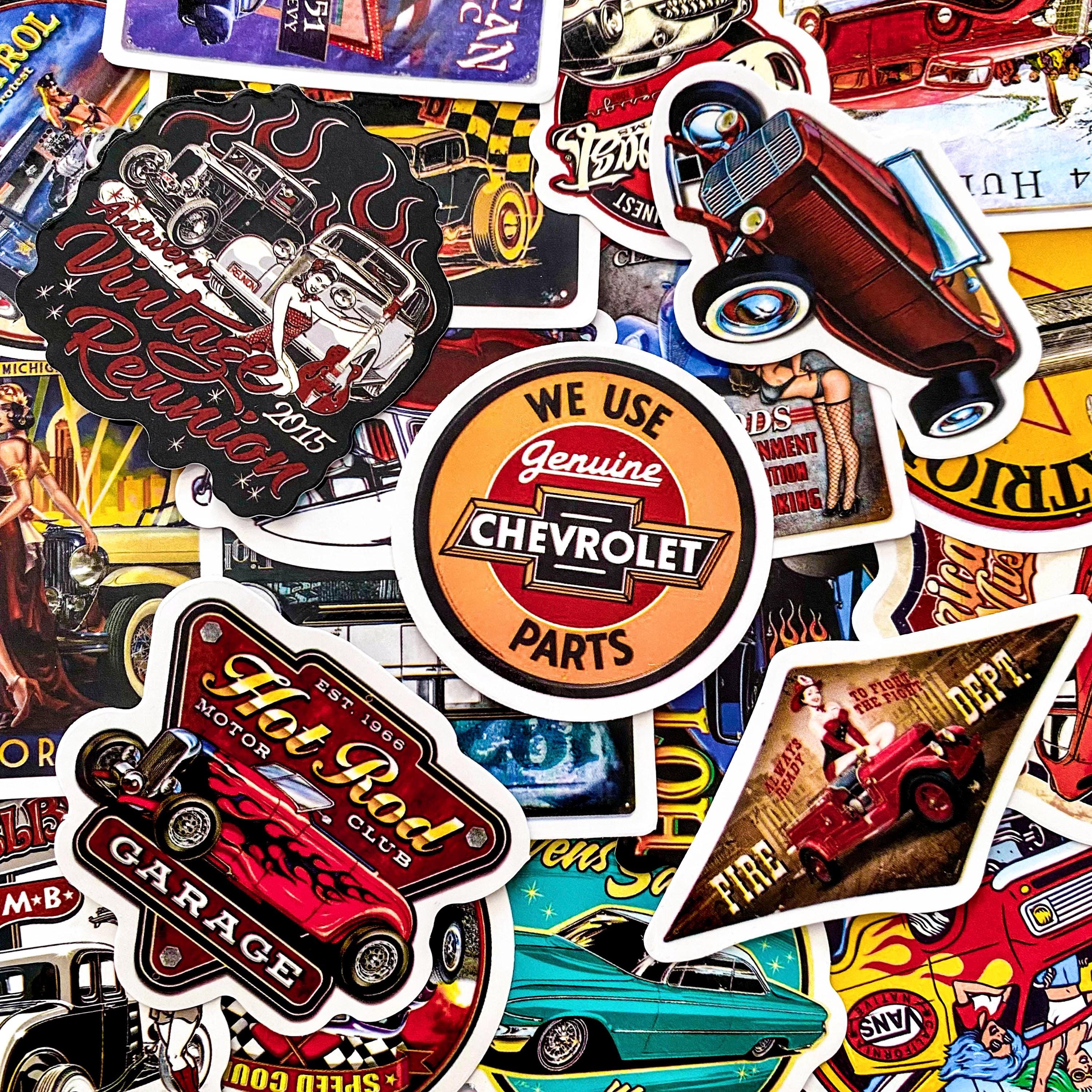 50pcs Vintage Car Stickers, Retro Muscle Car Stickers, Classic Auto Ad ...