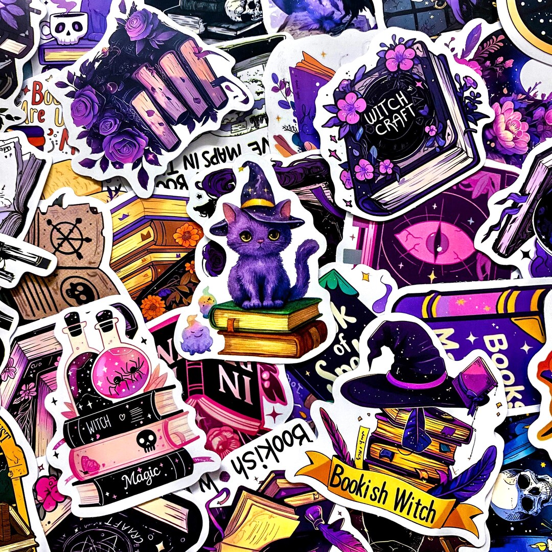 50pcs Bookish Witch Stickers, Magic Book Stickers, Reading Witch Art ...