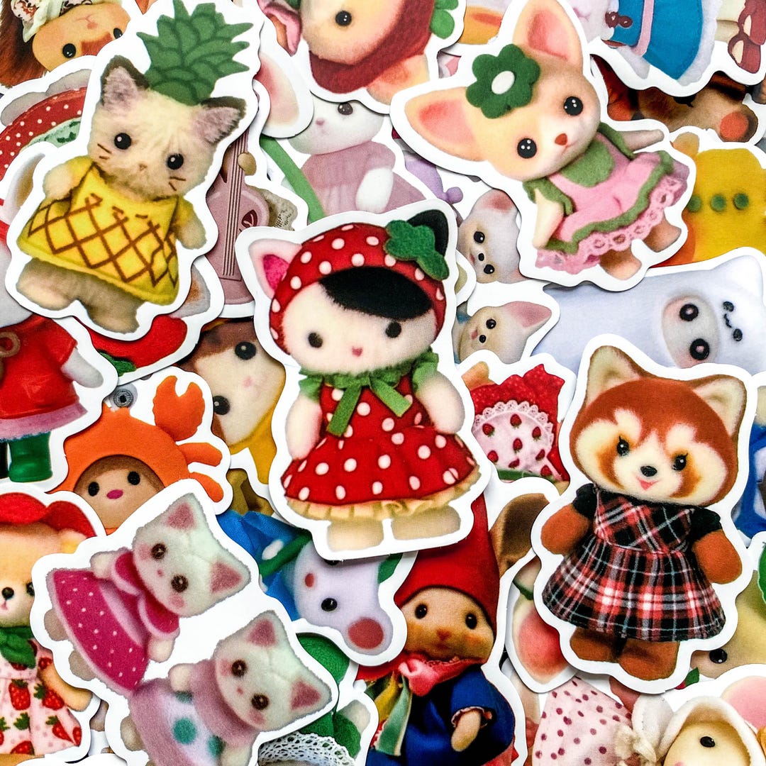 Sticker Plush 50pcs Cute Plush Animal Stickers, Kawaii Animal Stickers, Soft Dollcore ...