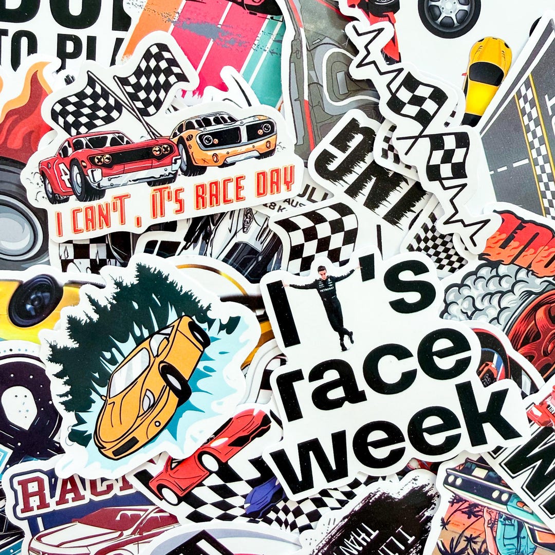 50pcs Car Racing Stickers, Motorsport Stickers, Checkered Flag Stickers ...
