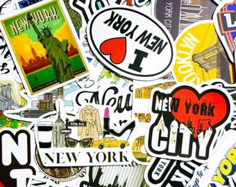 50pcs New York Stickers, NYC Travel Stickers, Statue of Liberty Stickers, City Landmark Stickers, Waterproof Stickers for Travelers