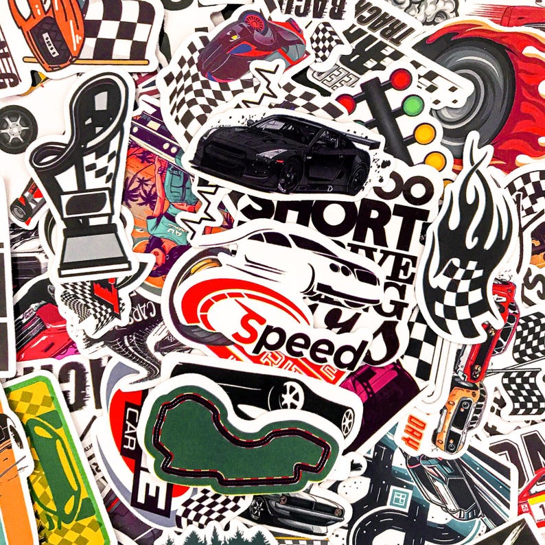 50pcs Car Racing Stickers, Speed Track Theme Stickers, Tire Checkered ...