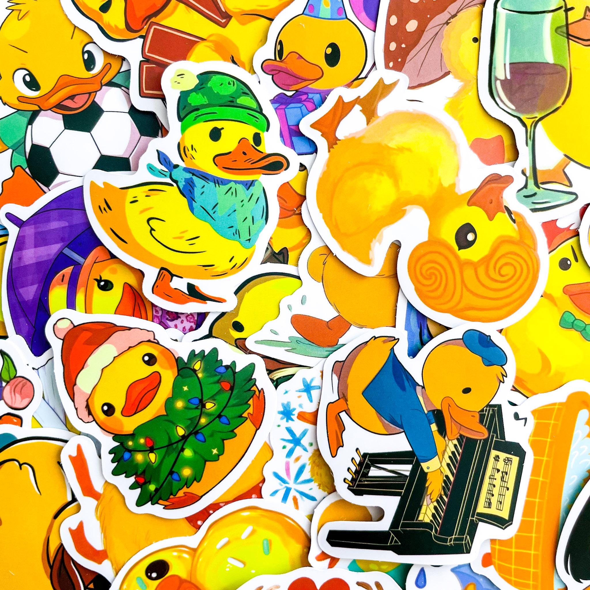 50pcs Cute Duck Stickers, Yellow Duck Cartoon Stickers, Kawaii Animal ...