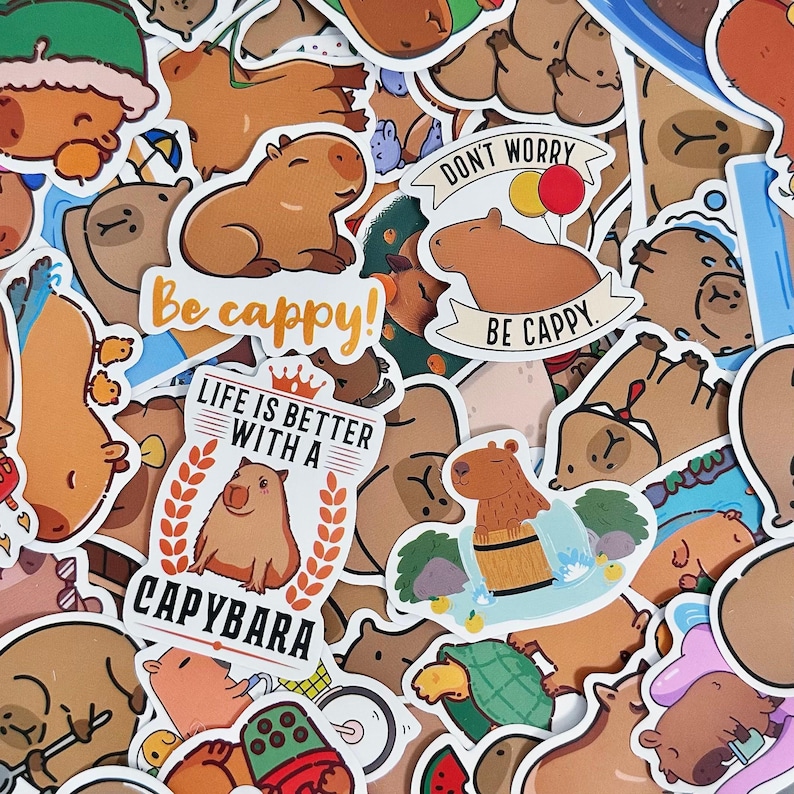 50pcs Capybara Stickers, Cute Cartoon Stickers, Funny Animal Stickers ...