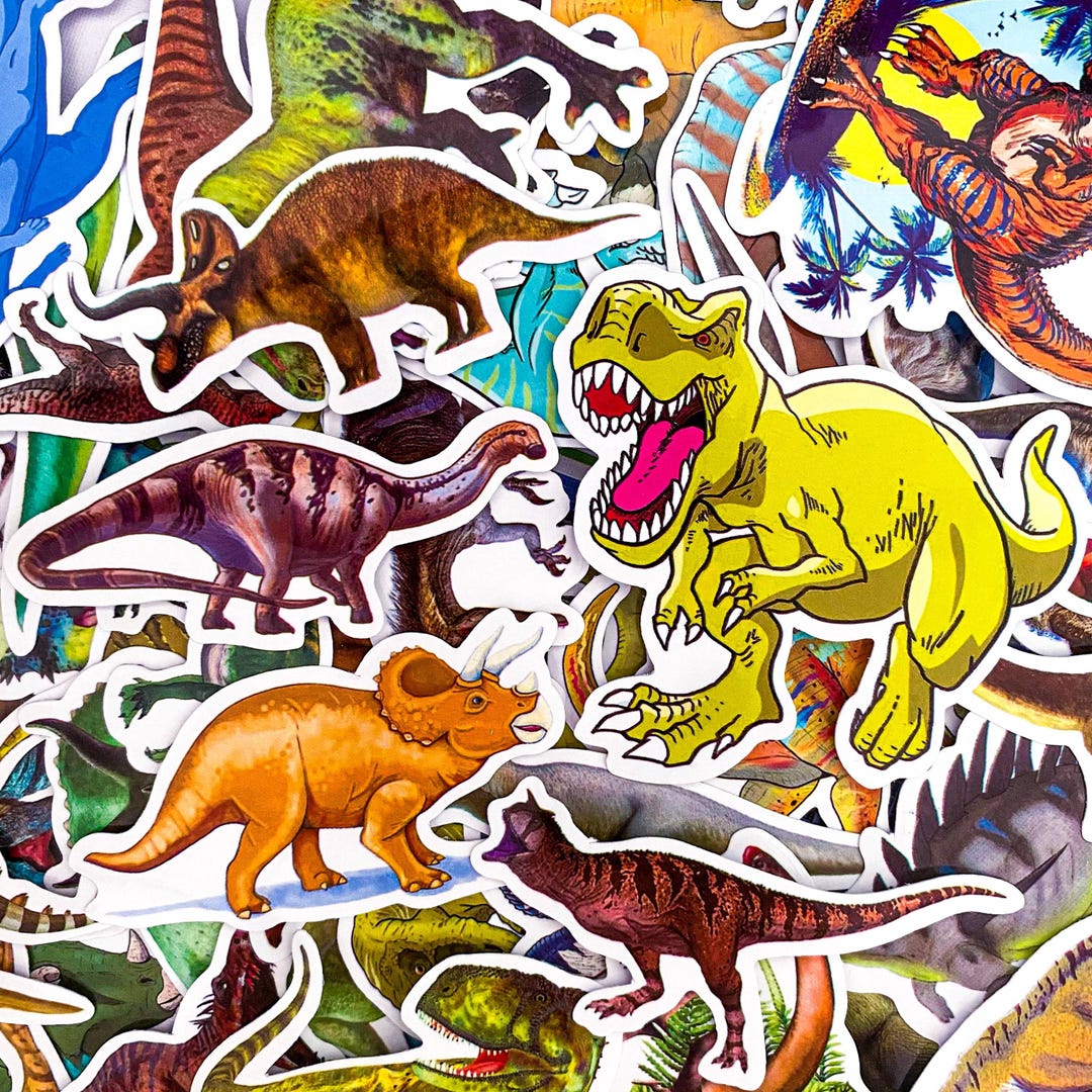 50 Random Cartoon Dinosaur Stickers for Kids, T-rex Stickers, Colorful ...