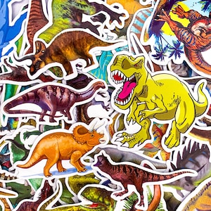 50 zufällige Cartoon Dinosaurier Aufkleber für Kinder, T-Rex Aufkleber, bunte Dino Aufkleber, wasserdichte Aufkleber für Journal, Scrapbook, DIY Crafts
