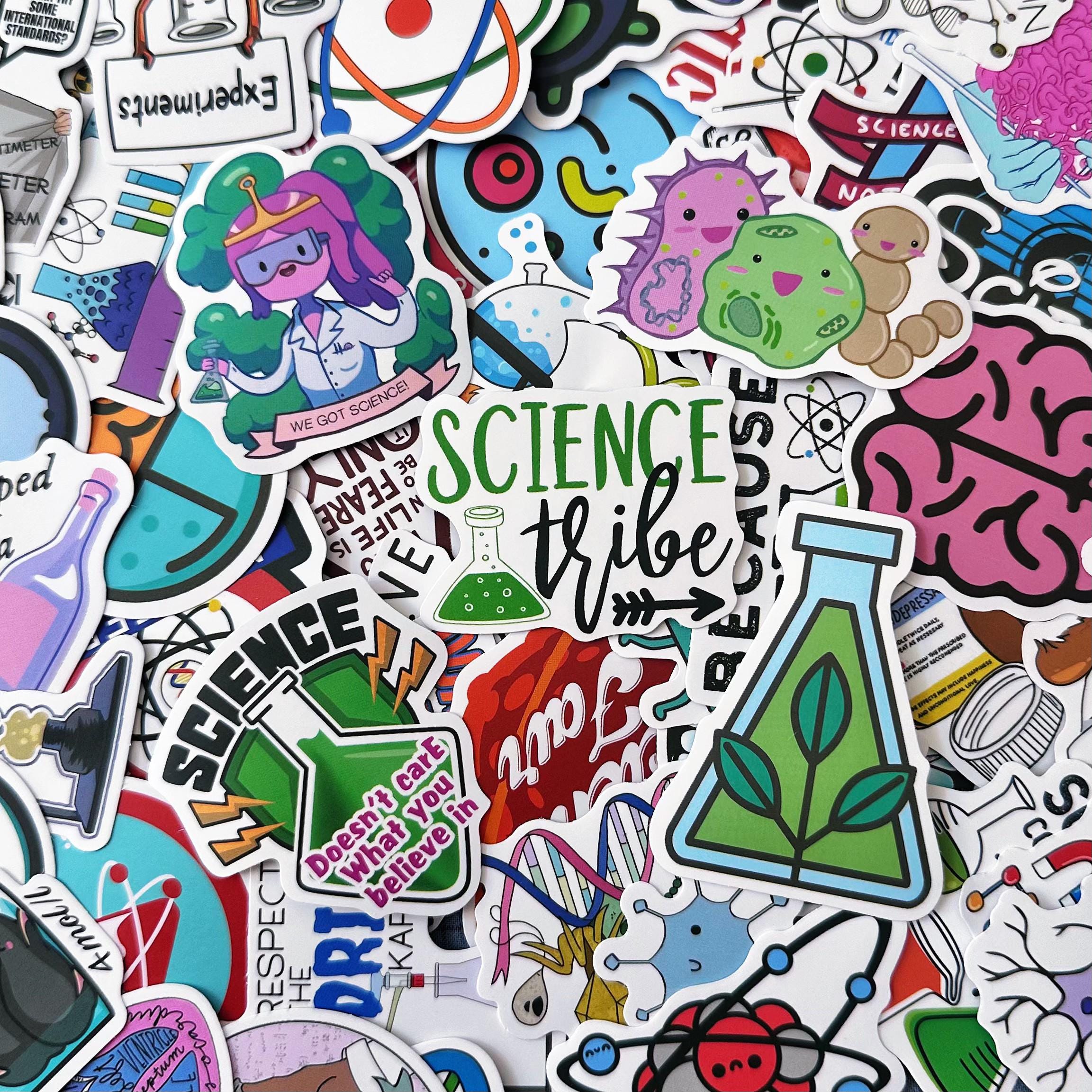 50pcs Science Stickers, Lab Experiment Stickers, Chemistry Biology ...