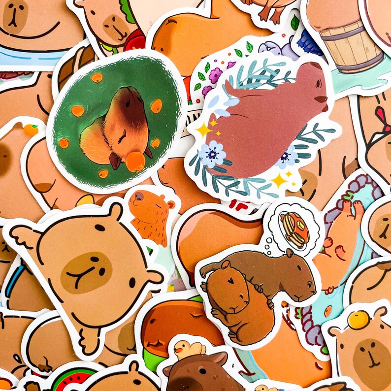 50pcs Capybara Stickers, Cute Capybara Stickers, Funny Animal Stickers ...