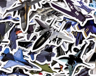 50 stks straaljagerstickers, stickers militaire vliegtuigen, luchtvaartvliegtuigillustraties, moderne gevechtsvliegtuigontwerpen, waterdichte sticker voor piloten