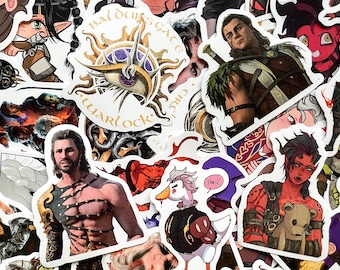 50 pegatinas de Baldur's Gate 3, pegatinas de personajes de BG3, pegatinas de Astarion Gale Karlach, pegatinas impermeables para coleccionistas y aficionados a los videojuegos.