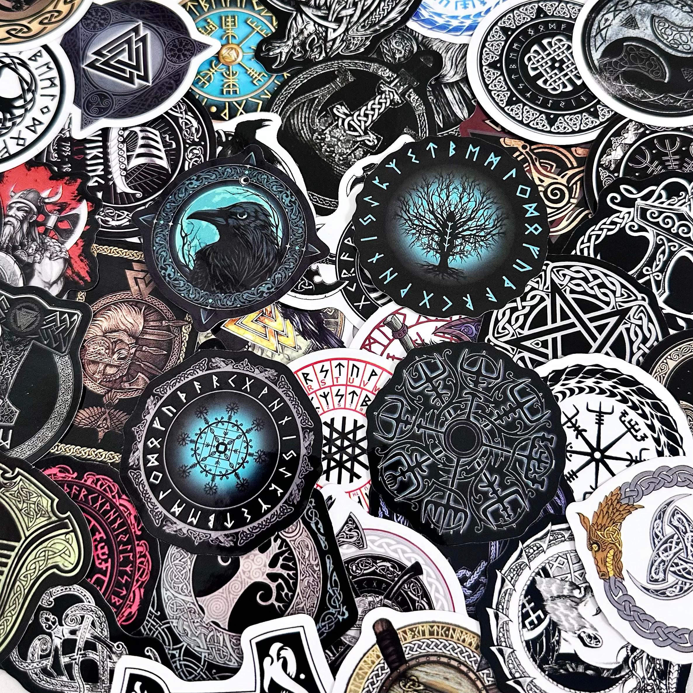 Myth Fans 50pcs Norse Mythology Stickers, Viking Rune Stickers, Nordic Symbol ...