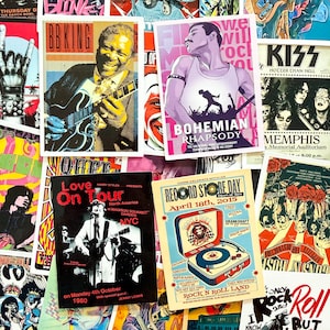Peut inclure: Plusieurs affiches musicales color&eacute;es avec des artistes embl&eacute;matiques tels que B.B. King et Freddie Mercury. Les affiches pr&eacute;sentent des dates de concerts, des pochettes d'albums et le texte "Record Store Day". Th&egrave;me : rock and roll.