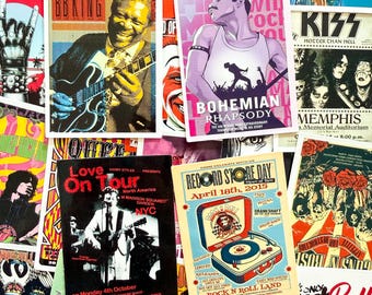 50pcs Rock Music Stickers, Vintage Concert Poster Stickers, Classic Rock Stickers, Waterproof Retro Stickers for Music Fans, Collectors