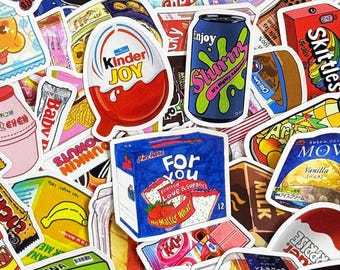 50 Stück Cartoon Snack Aufkleber, süße Süßigkeiten Lebensmittel Aufkleber, Trinkflasche Aufkleber, wasserdichte Geschenkaufkleber für Snackliebhaber, Kinder, Sammler