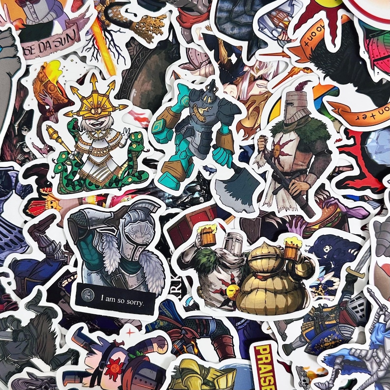 50pcs Dark Souls Stickers, Knight Warrior Stickers, Fantasy RPG Stickers, Waterproof Art Stickers for Gamer Fans, RPG Lovers, Collectors image 3