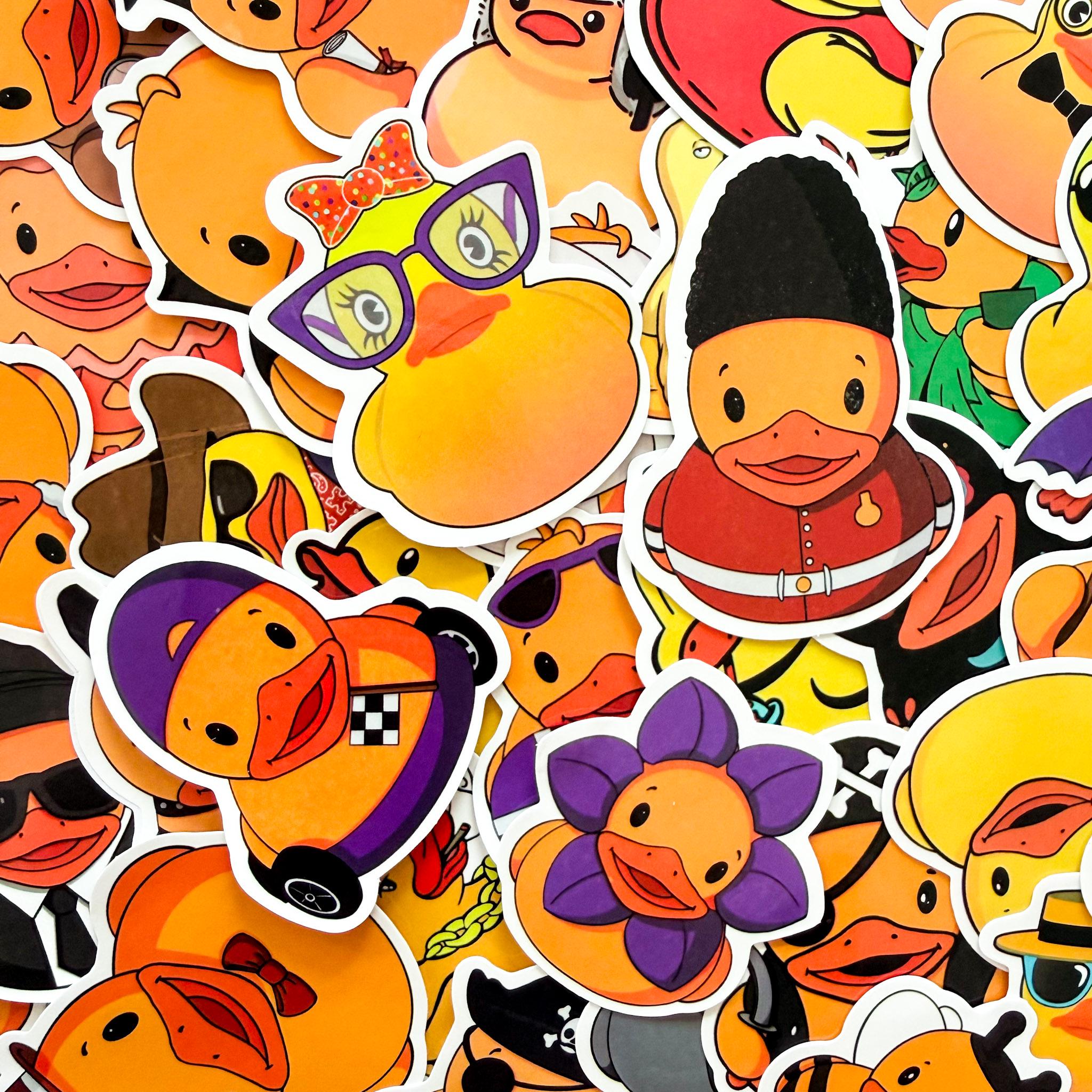 50pcs Rubber Duck Stickers, Cute Duck Stickers, Funny Cartoon Duck ...