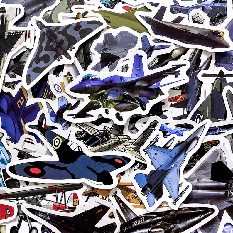 50pcs Fighter Jet Stickers, Military Aircraft Stickers, Aviation Plane ...