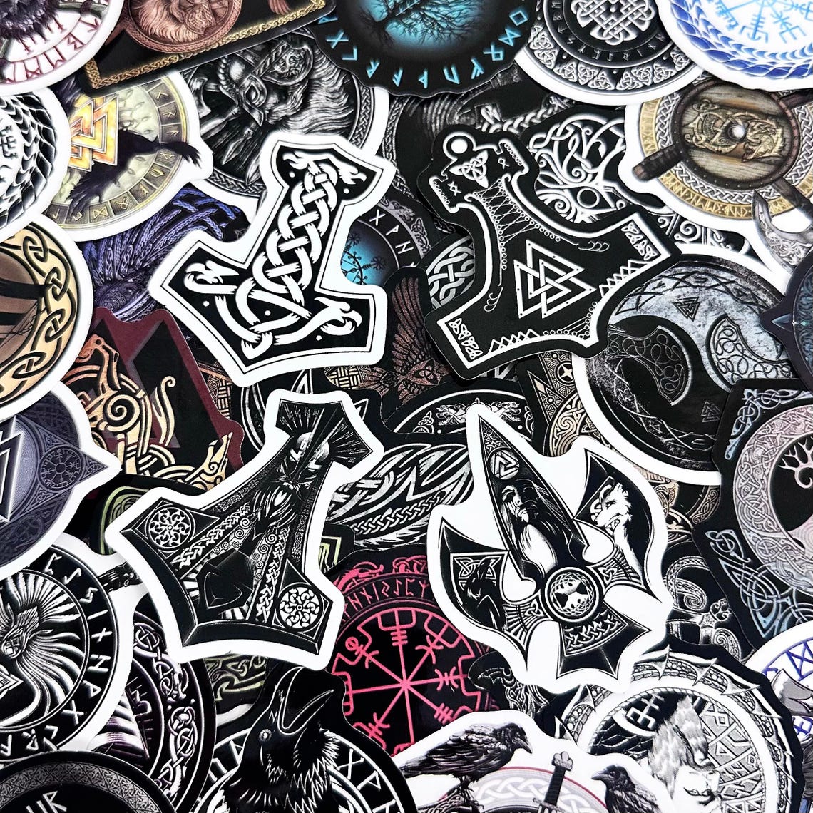 50pcs Norse Mythology Stickers, Viking Rune Stickers, Nordic Symbol ...