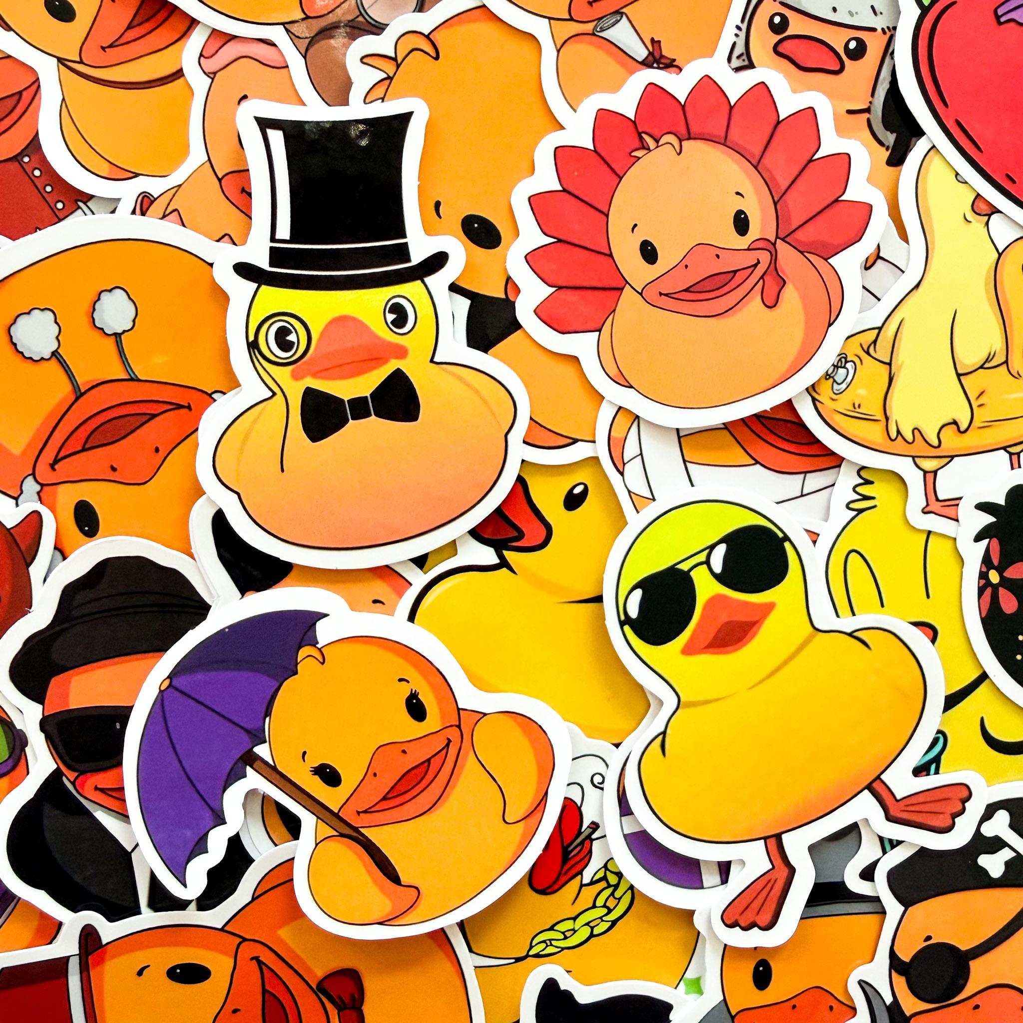 50pcs Rubber Duck Stickers, Cute Duck Stickers, Funny Cartoon Duck ...