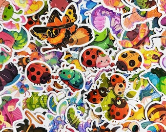 50pcs Cute Insect Stickers, Ladybug Stickers, Cartoon Bee Stickers, Waterproof Colorful Stickers for Bug Lovers, Kids, Collectors