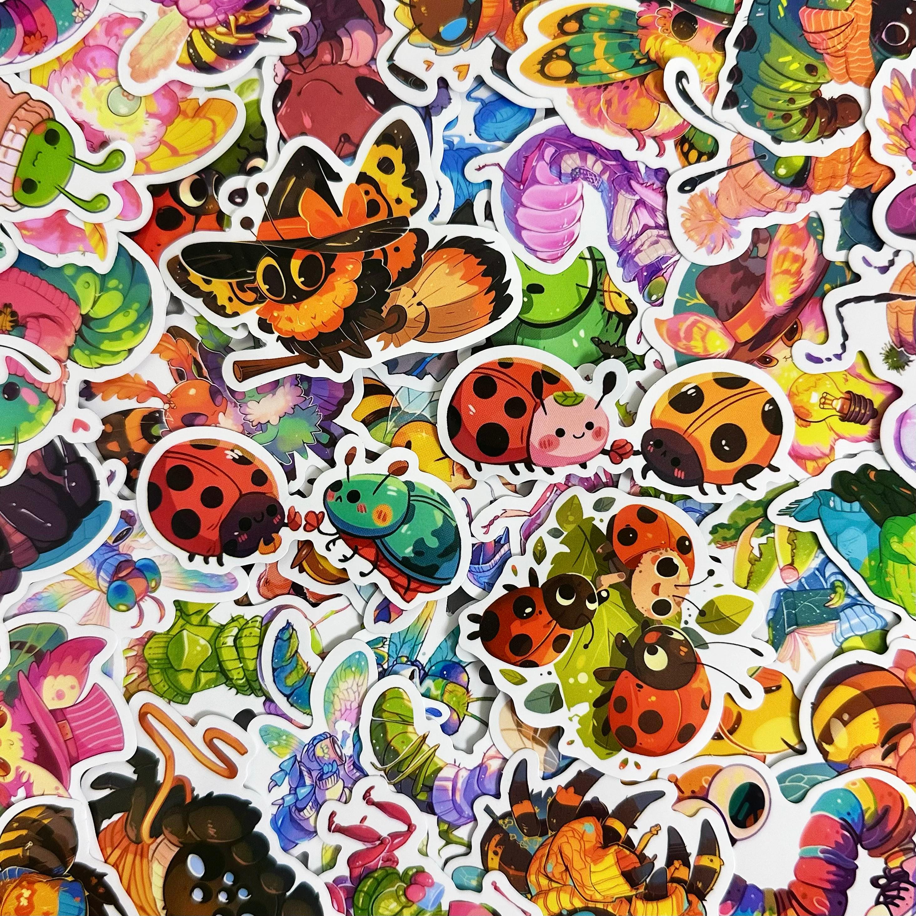 50pcs Cute Insect Stickers, Ladybug Stickers, Cartoon Bee Stickers ...