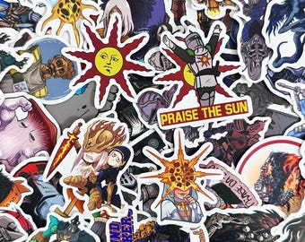 50pcs Dark Souls Stickers, Knight Warrior Stickers, Fantasy RPG Stickers, Waterproof Art Stickers for Gamer Fans, RPG Lovers, Collectors