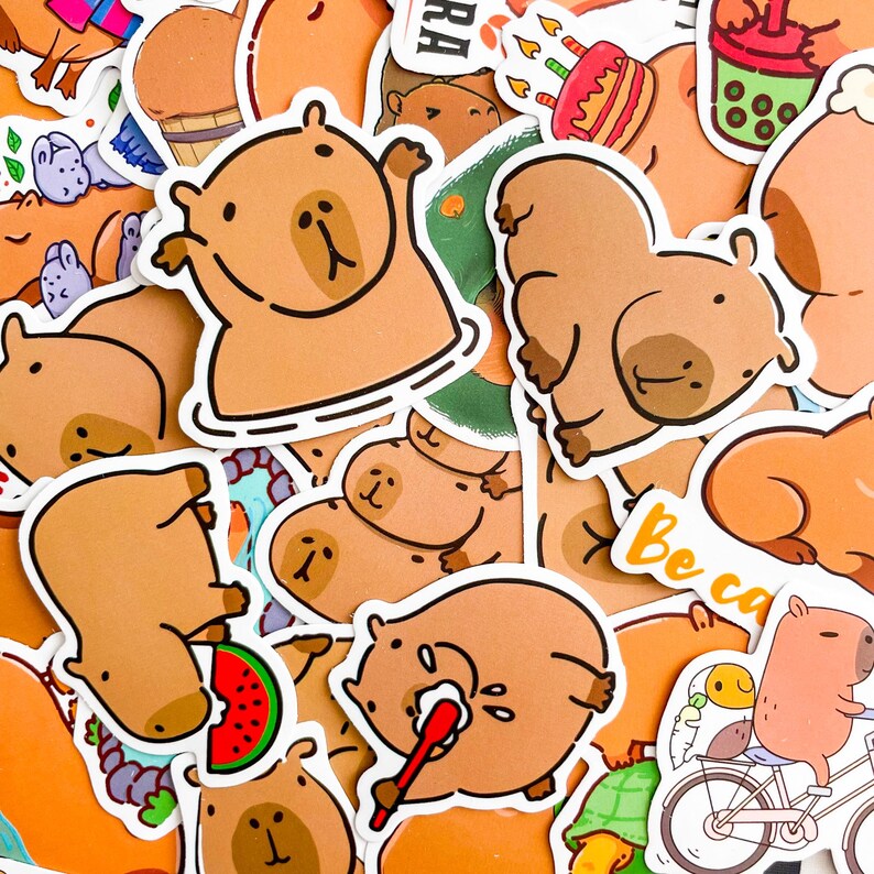 50pcs Capybara Stickers, Cute Capybara Stickers, Funny Animal Stickers ...