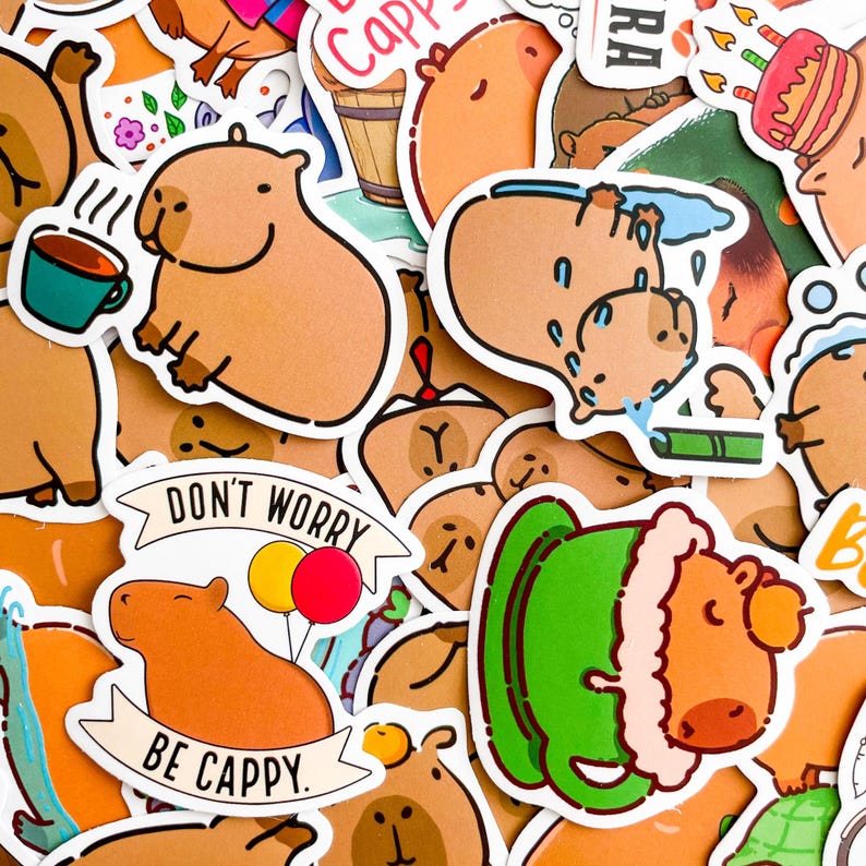 50pcs Capybara Stickers, Cute Capybara Stickers, Funny Animal Stickers ...