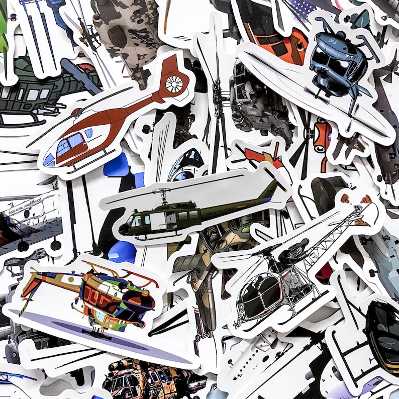 50pcs Helicopter Stickers, Military Aircraft Stickers, Aviation ...