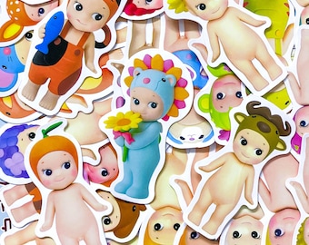 50pcs Sonny-Angel Stickers, Cute Doll Stickers, Kawaii Baby Figures, Pastel Blind Box Style, Waterproof Stickers for Collectors, Kids