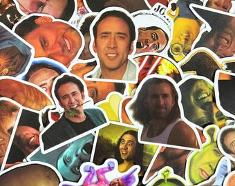 50 stuks Nicolas-Cage-stickers, stickers grappige acteur, meme-gezichtsstickers, waterdichte cadeaustickers voor kooifans, humorliefhebbers, verzamelaars