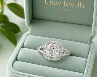 Cushion Cut Lab-Grown Diamond Halo Engagement Ring | IGI Certified