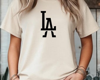 Minimalist LA Logo T-Shirt: Beige Cotton Unisex Tee