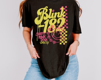 blink-182 Concert Tee: Crappy Punk Rock Checker Graphic - Comfort Colors