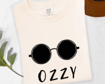Oversized Comfort Colors Tee: Retro Ozzy Sunglasses Graphic, Soft Pink