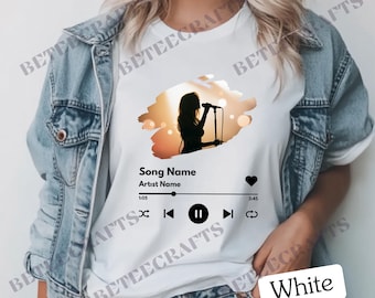 Custom Music Player T-Shirt – Personalized Song & Artist Name Tee with Glossy DTF Print