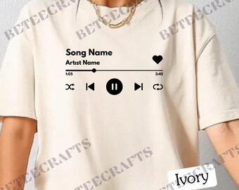 Custom Music Player T-Shirt – Personalized Song & Artist Name Tee with Glossy DTF Print