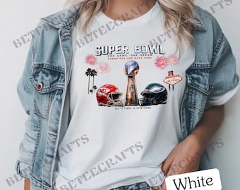 Super Bowl Las Vegas T-Shirt – Team Helmets & Trophy | DTF Print | S–5XL