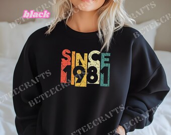 Since 1981 Sweatshirt – Retro Oversized Pullover with Glossy DTF Print