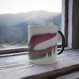 Aurora Borealis Color Changing Mug 11oz - Heat Reactive Northern Lights Coffee Cup, Matte Black Ceramic, Magic Hot Drink Gift