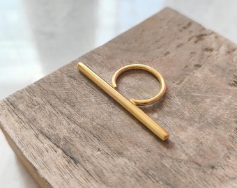 Anillo de sello de plata de ley con barra: Anillo geométrico moderno