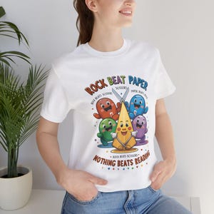 Nothing Beats Reading T-Shirt: Funny Rock Paper Scissors Graphic Tee