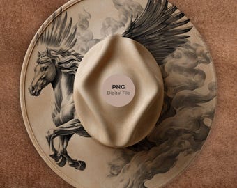 Indian Horse & Wings Laser Engraved Hat Burning Design – PDF PNG for Wide Brim